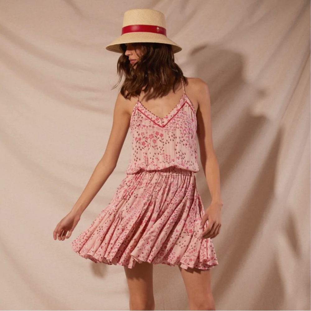 Poupette St. Barth Pink Skater Mini Dress Resort Wear